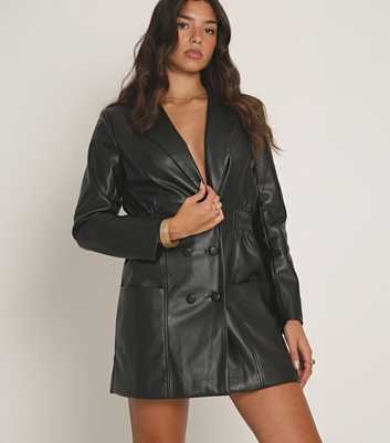 WKNDGIRL Black Leather Look Blazer Mini Dress