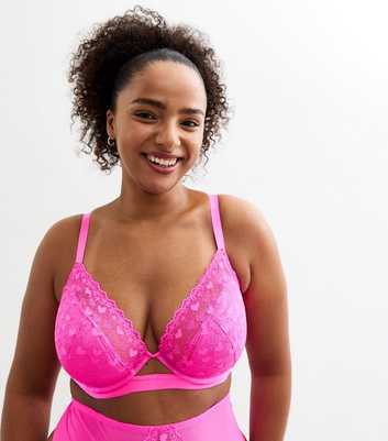 Curves Pink Heart Lace Demi Padded Bra