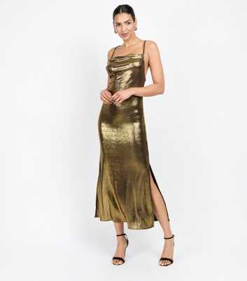 Little Mistress by Chloe Lewis Gold Cowl Neck Midi Dress