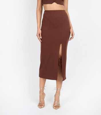 Little Mistress by Chloe Lewis Brown Split Midi Skirt