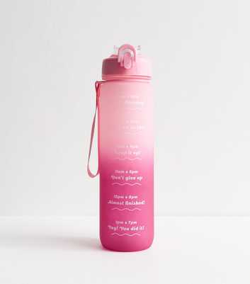 Pink Pop Lid Straw 1L Message Water Bottle