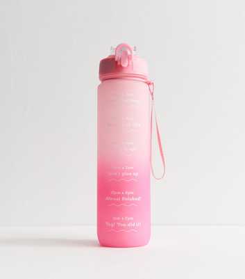 Pink Gradient Pop Lid Straw 1L Message Water Bottle