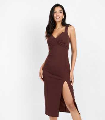 Little Mistress by Chloe Lewis Brown Split Hem Midi Dress