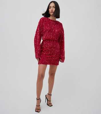 WKNDGIRL Red Sequinned Mini Dress