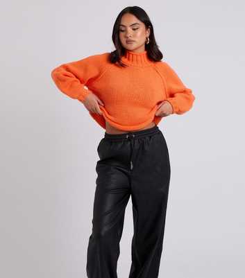 Urban Bliss Orange Exposed Seam Roll Neck Jumper