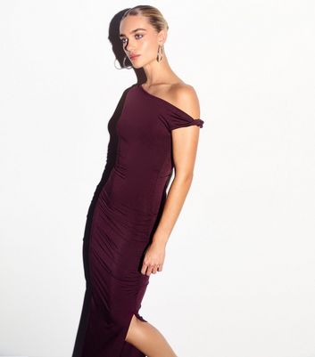 Burgundy Twist Shoulder Maxi Dress | New Look