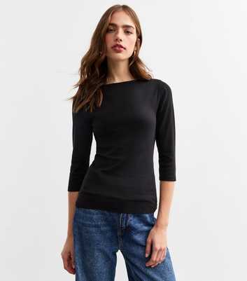 Black 3/4 Length Sleeve Top