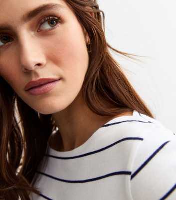 White Slash Neck Striped Top