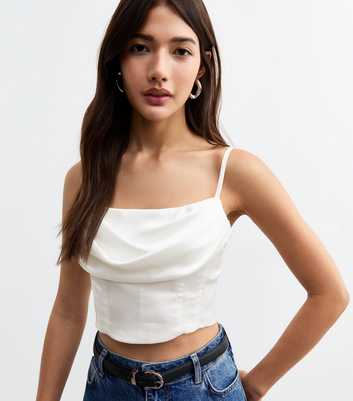 White Satin Corset Top