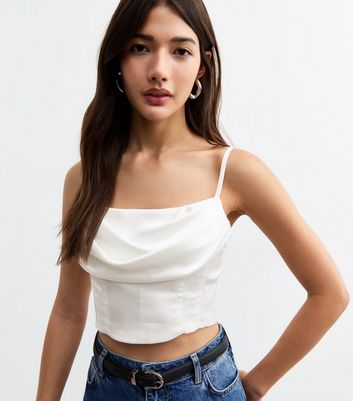 White Satin Corset Top New Look