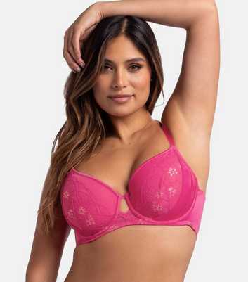 Dorina Curves Bright Pink Lace Trimmed Demi Bra