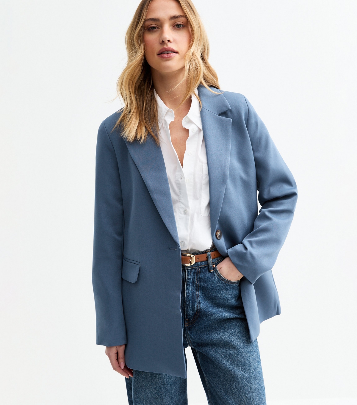 Women's Light Blue Single Breasted Blazer New Look