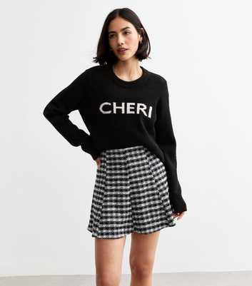 Black Checked Bouclé Mini Skirt