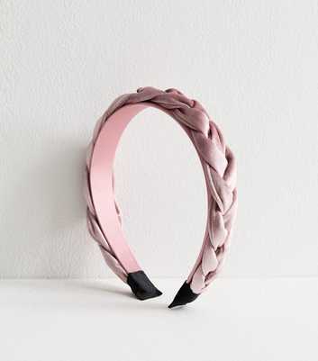 Pink Velvet Plaited Headband 