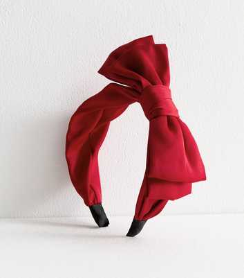 Red Satin Crepe Bow Headband