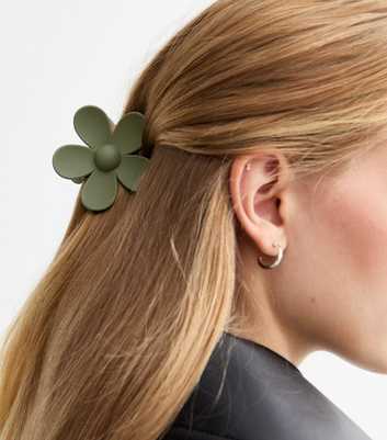 Khaki Matte Flower Hair Claw Clip