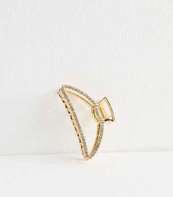 Gold Tone Crystal Metal Hair Claw Clip