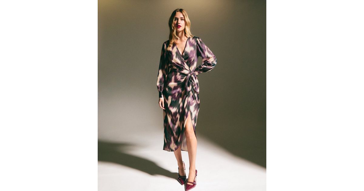 Karil Mesh Dress-Purple Print Mesh