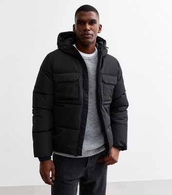 Only & Sons Black Regular Quilted Hooded Jacket