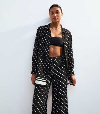 Black Polka Dot Long Beach Shirt 