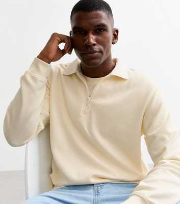 Only & Sons Cream Regular Long Sleeve Polo Top