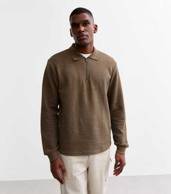 Only & Sons Brown Regular Long Sleeve Polo Top