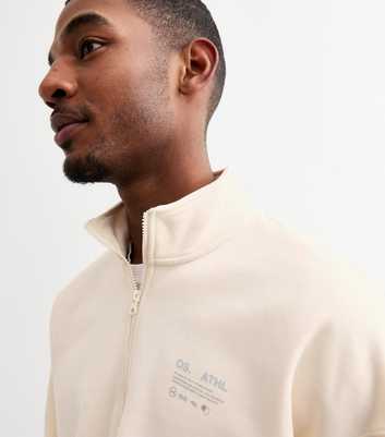 Only & Sons Cream Relaxed Logo Print Half Zip Sweatshirt 