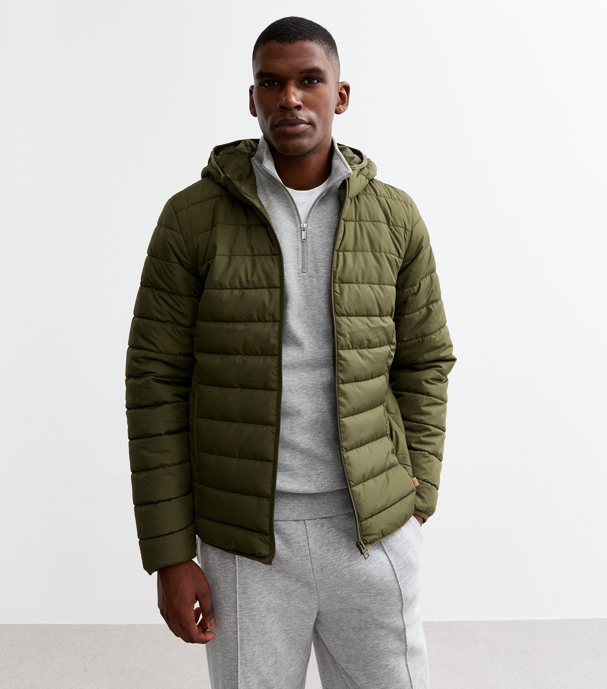 Men's Khaki Regular Quilted Jacket Only and Sons New Look