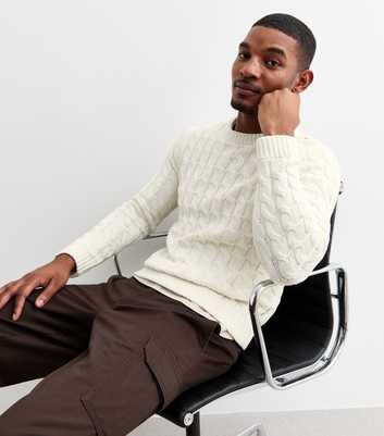 Only & Sons Off White Regular Cable Knit Jumper