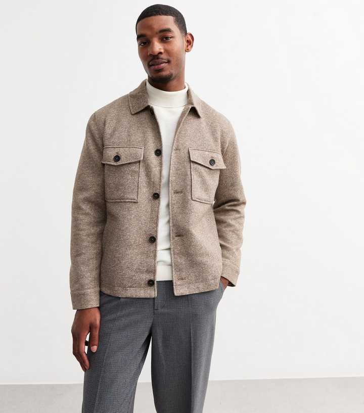Only & Sons Light Brown Regular Felted Shacket | New Look