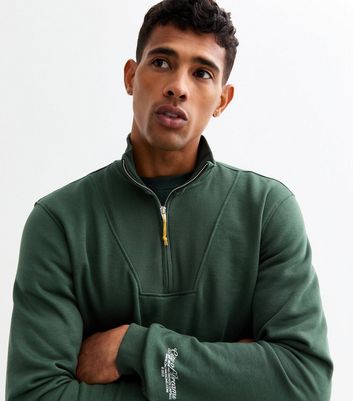 Men's Only & Sons Dark Green City of Dreams Zip Sweatshirt New Look