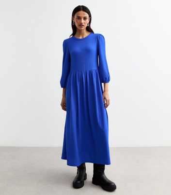 Crinkled Jersey Midi Smock Dress