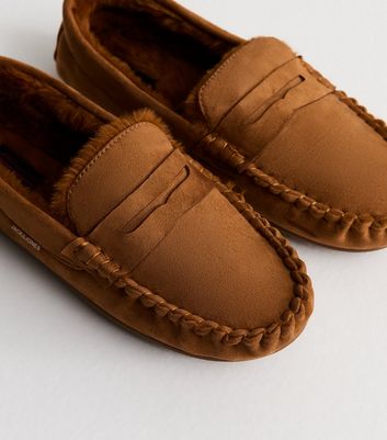 Jack Jones Tan Faux Suede Moccasin Slippers New Look