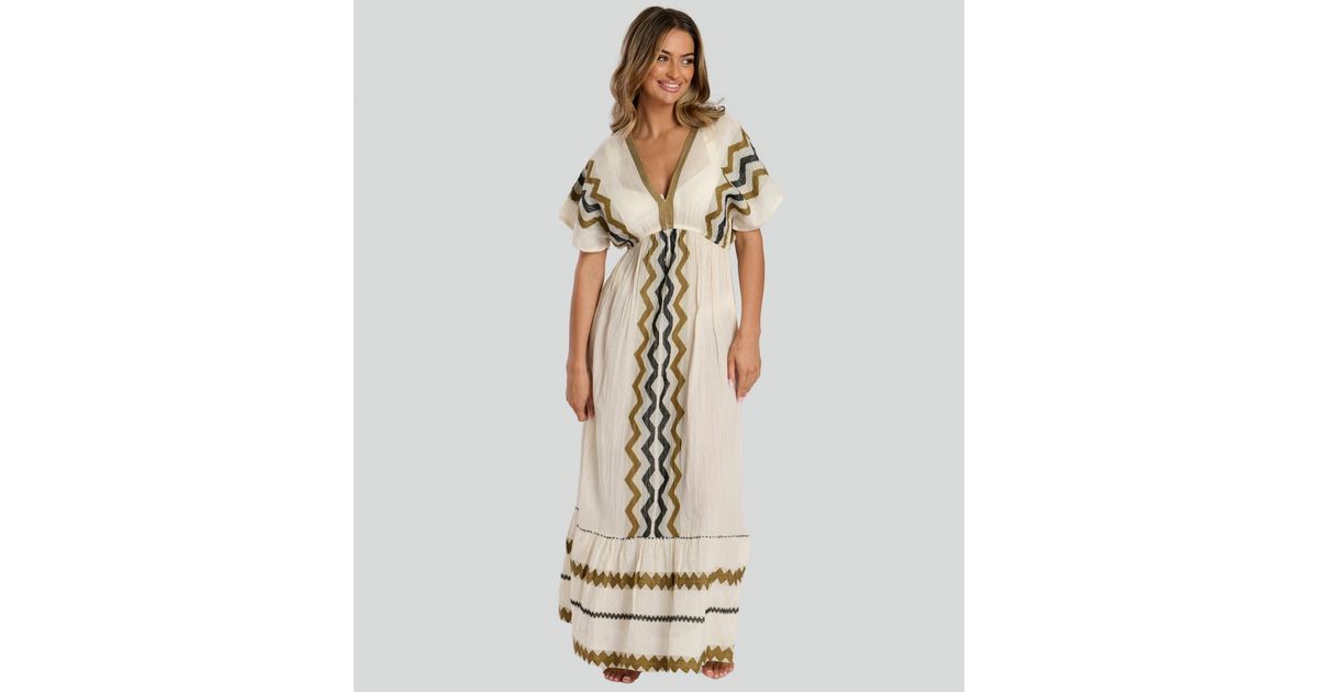 Creme Zig Zag Short Robe
