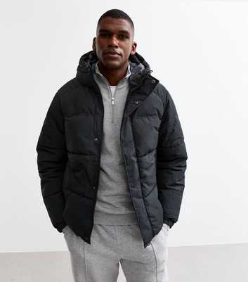 Jack & Jones Black Slim Puffer Jacket