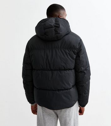 Black slim fit puffer jacket sale