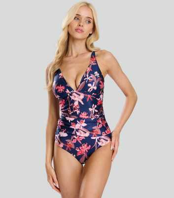 South Beach Blue Floral Print Tummy Control Swimsuit