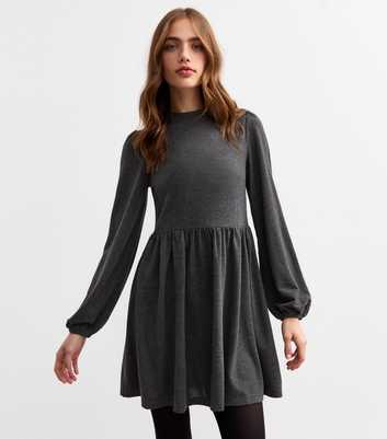 Dark Grey Jersey Smock Mini Dress