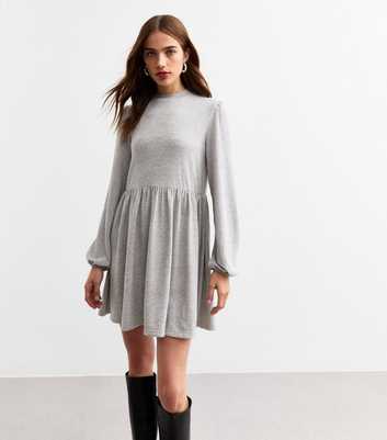 Light Grey Jersey Smock Mini Dress