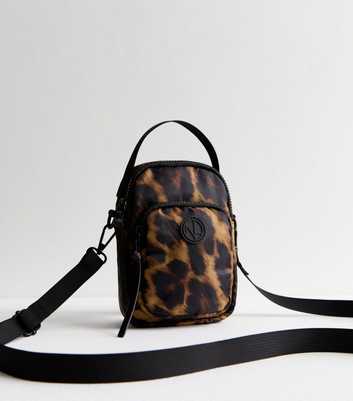 Brown Animal Print Canvas Phone Bag