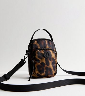 Brown Animal Print Canvas Phone Bag New Look