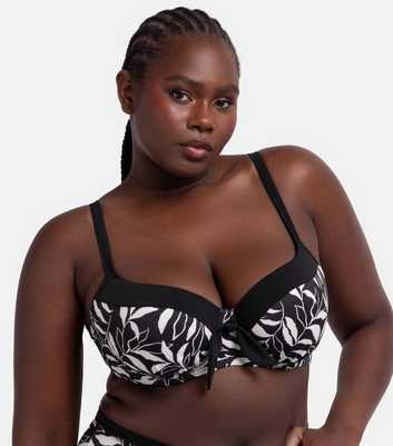 Dorina Curves Black Floral Print Bikini Top