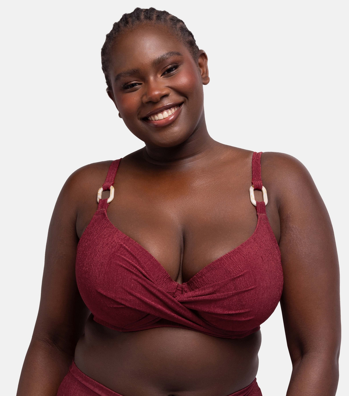 Women's Plus Size Dark Red Bikini Top Curves Dorina New Look