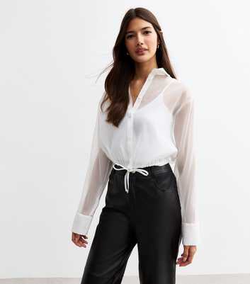 White Sheer Cropped Shirt