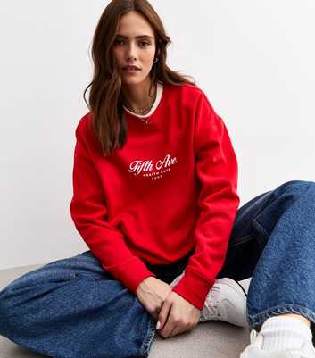 Red Fifth Avenue Relaxed Crew Sweatshirt