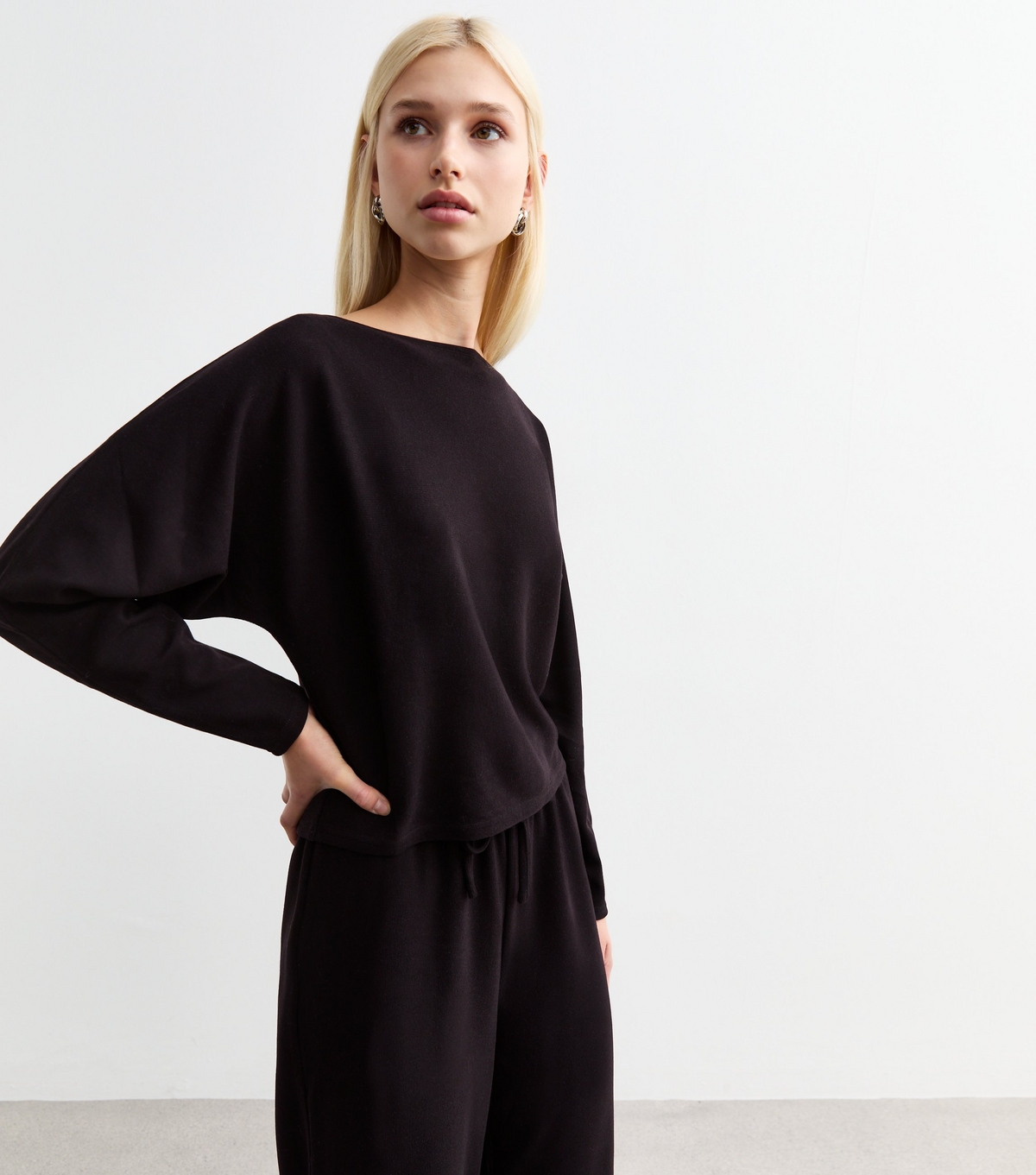 Women's Black Oversized Soft Touch Long Batwing Sleeve Top New Look