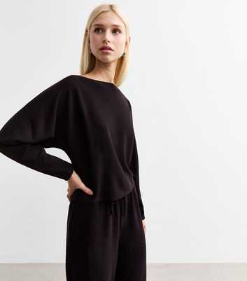 Black Soft Touch Long Batwing Sleeve Top