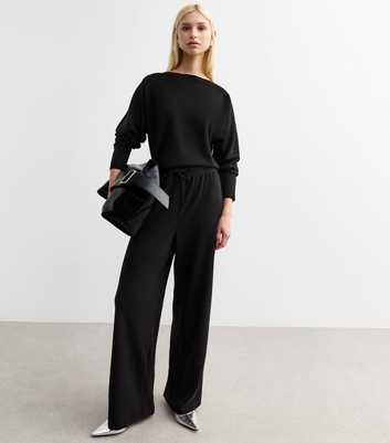 Black Soft Touch Wide Leg Trousers