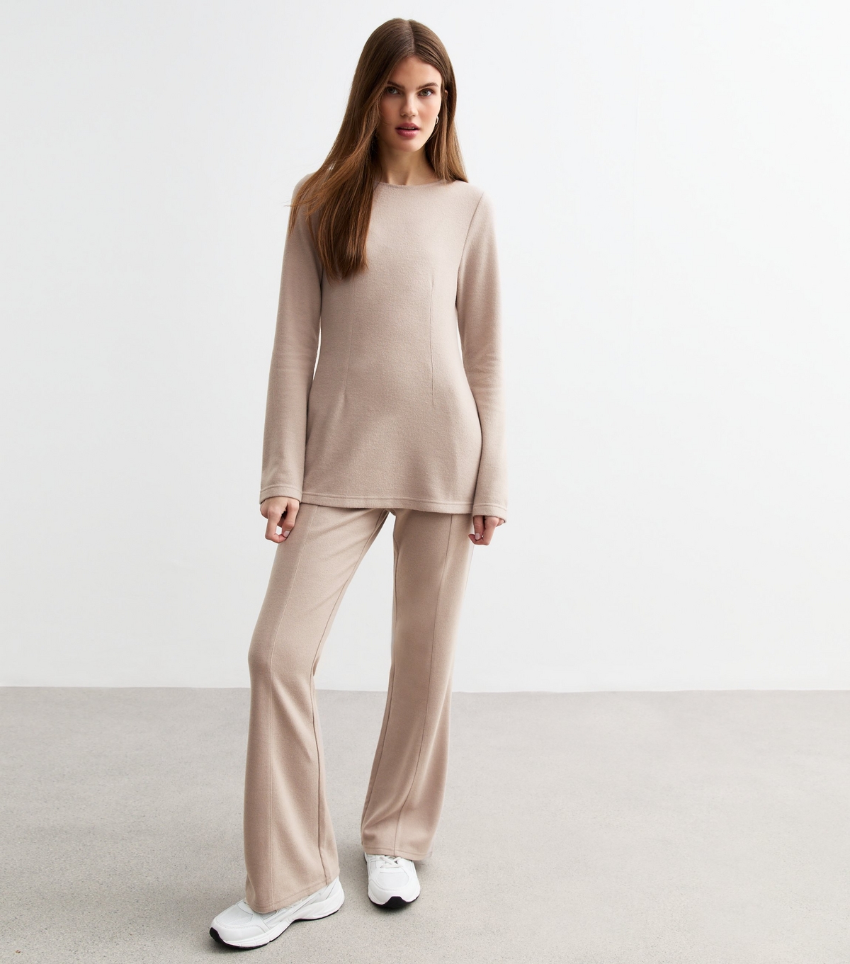 Women's Mink Soft Touch Flared Trousers New Look
