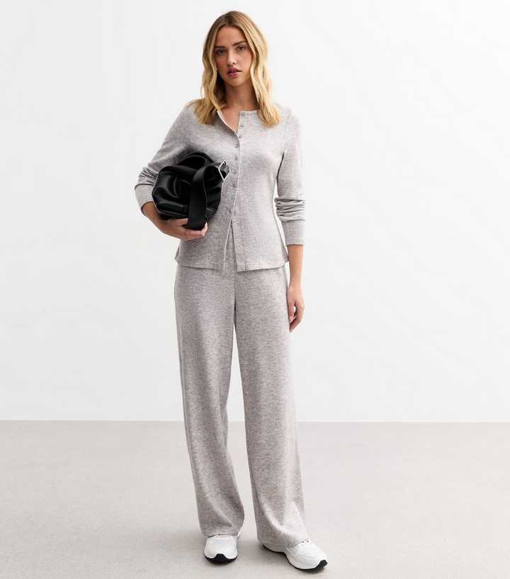 Grey Soft Touch Flared Trousers